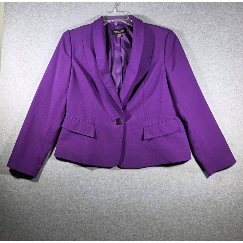 Black Label by Evan Picone Women’s Purple One-Button Blazer Suit Jacket Size 14